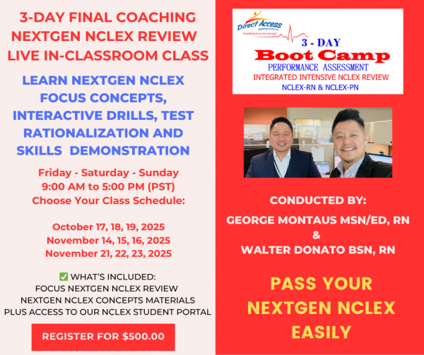 3-Day Bootcamp Final Coaching NCLEX In-Classroom Class