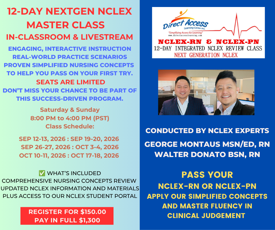 12-Day NextGen NCLEX Review Class (In-Classroom & Livestream) Starting September 12, 2026 - Full Payment